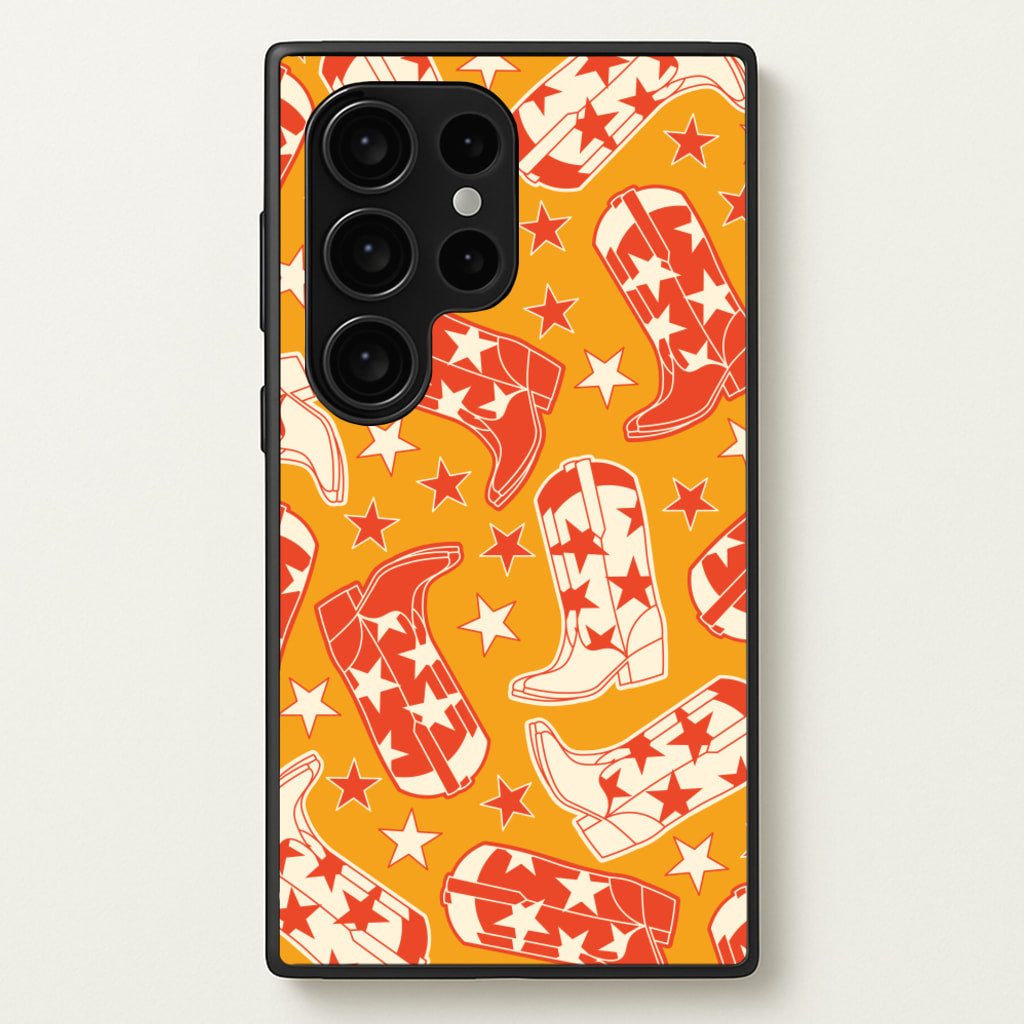 Cartoon Cowboy Boots And Stars Pattern - Western Phone Case for Galaxy S24 Ultra