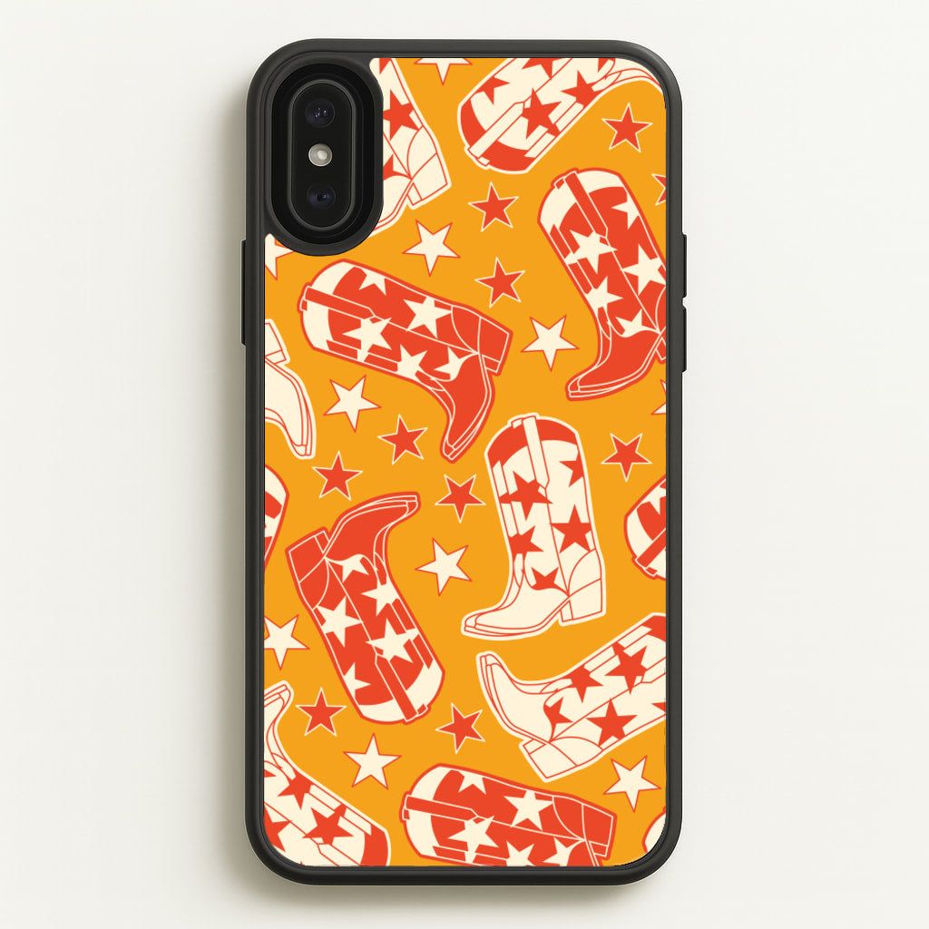 Cartoon Cowboy Boots And Stars Pattern - Western Phone Case for iPhone XS Max