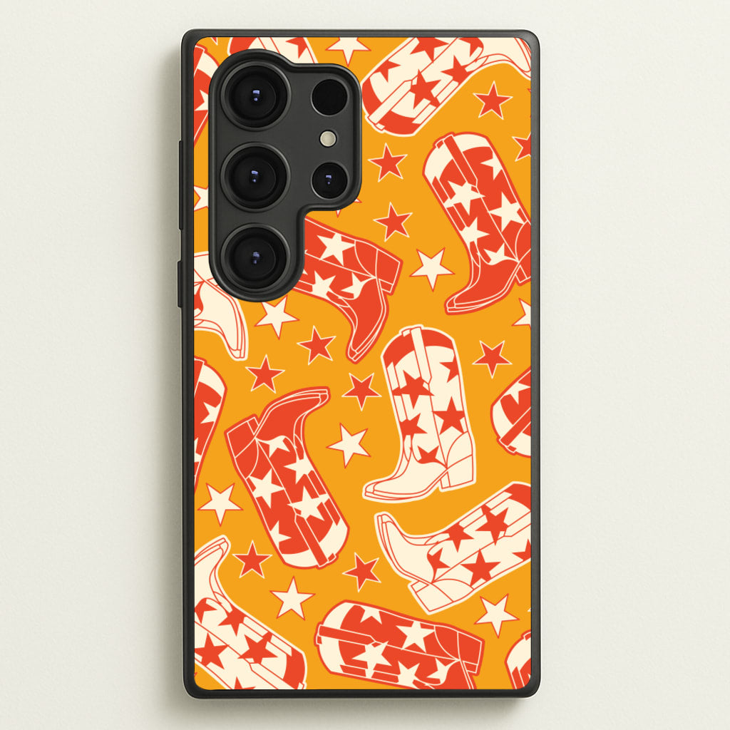 Cartoon Cowboy Boots And Stars Pattern - Western Phone Case for Galaxy S25 Ultra