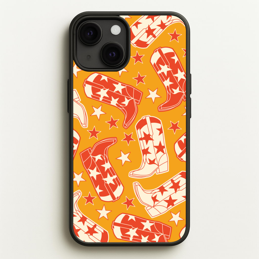 Cartoon Cowboy Boots And Stars Pattern - Western Phone Case for iPhone 13