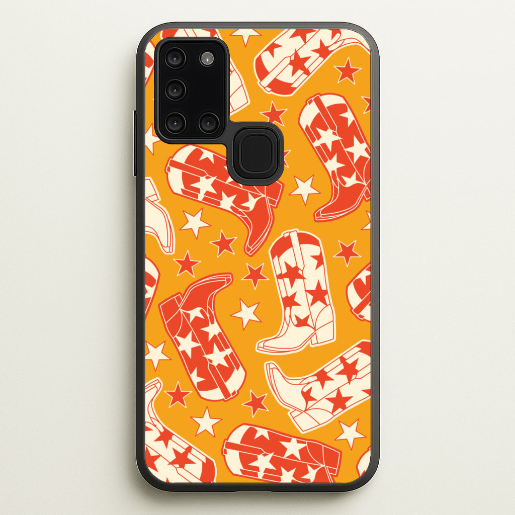 Cartoon Cowboy Boots And Stars Pattern - Western Phone Case for Galaxy A21s