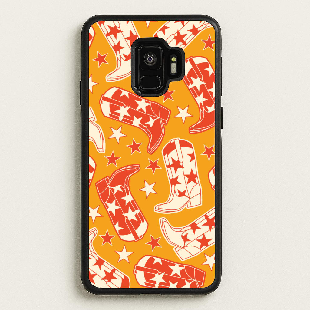 Cartoon Cowboy Boots And Stars Pattern - Western Phone Case for Galaxy S9