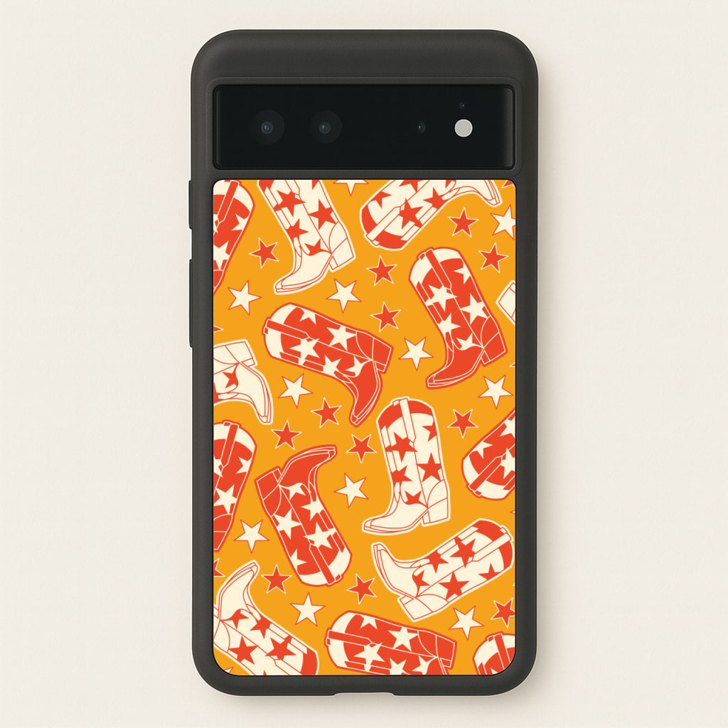 Cartoon Cowboy Boots And Stars Pattern - Western Phone Case for Google Pixel 6