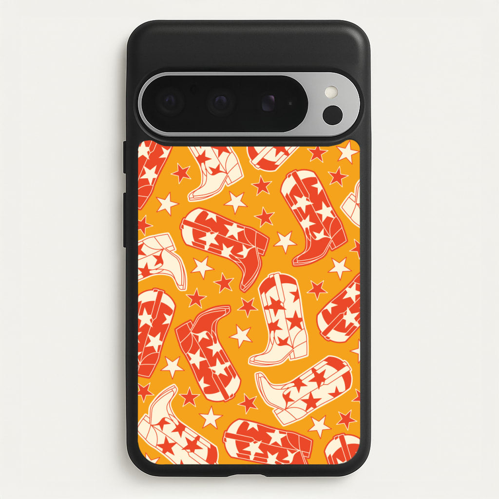 Cartoon Cowboy Boots And Stars Pattern - Western Phone Case for Google Pixel 9 Pro XL