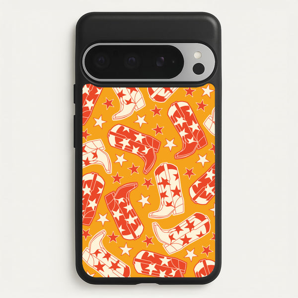 Cartoon Cowboy Boots And Stars Pattern - Western Phone Case for Google Pixel 9 Pro XL