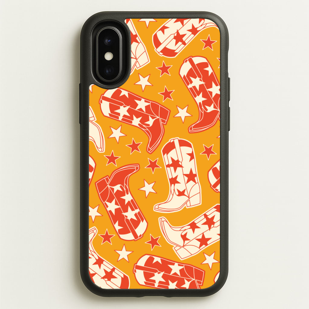 Cartoon Cowboy Boots And Stars Pattern - Western Phone Case for iPhone X / XS