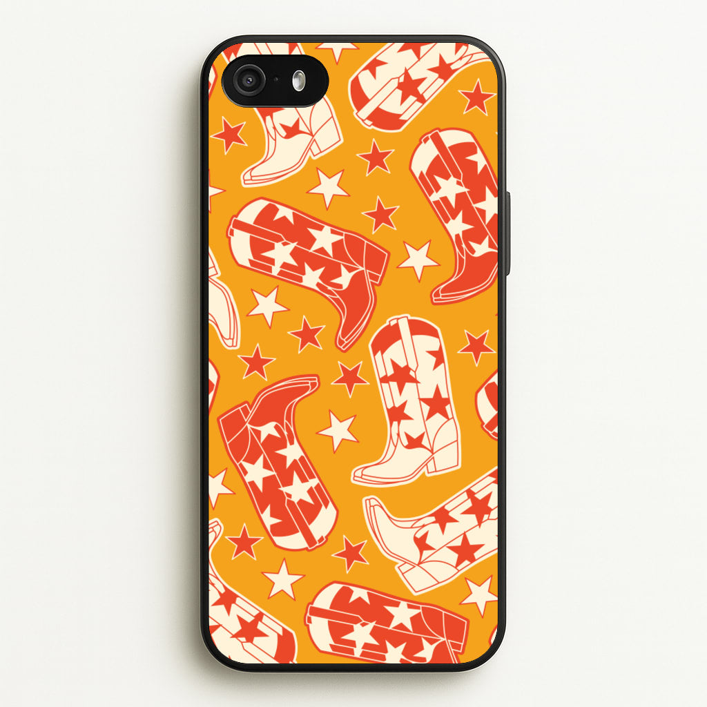 Cartoon Cowboy Boots And Stars Pattern - Western Phone Case for iPhone 5 / 5s / SE 2016