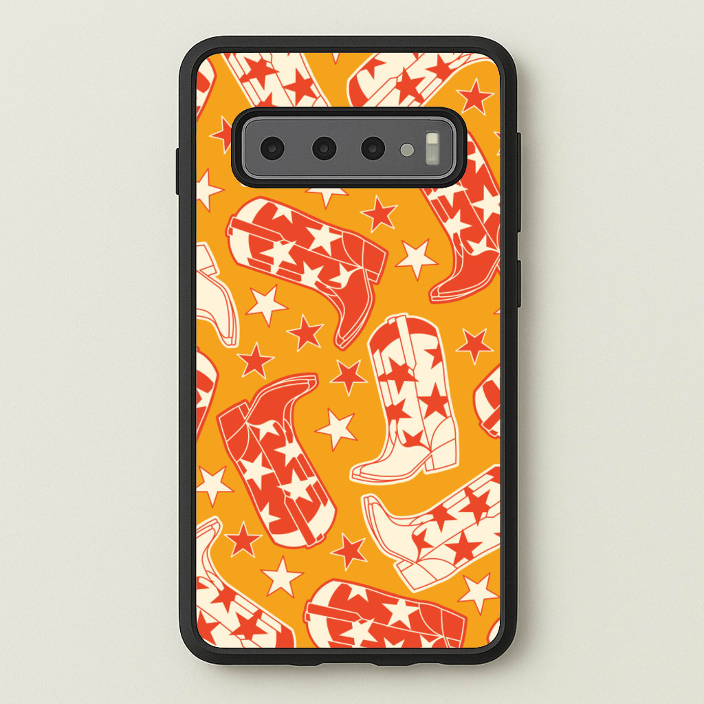 Cartoon Cowboy Boots And Stars Pattern - Western Phone Case for Galaxy S10