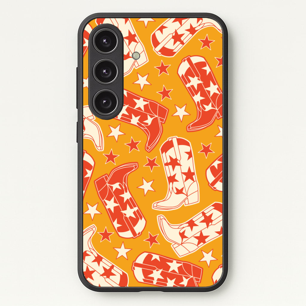 Cartoon Cowboy Boots And Stars Pattern - Western Phone Case for Galaxy S24