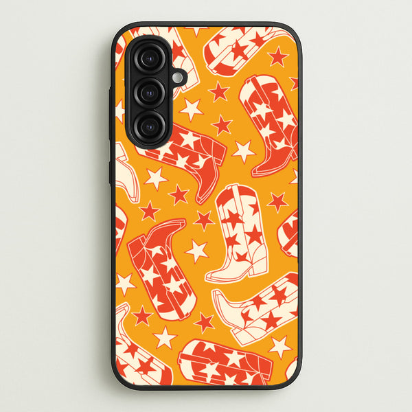 Cartoon Cowboy Boots And Stars Pattern - Western Phone Case for Galaxy A16