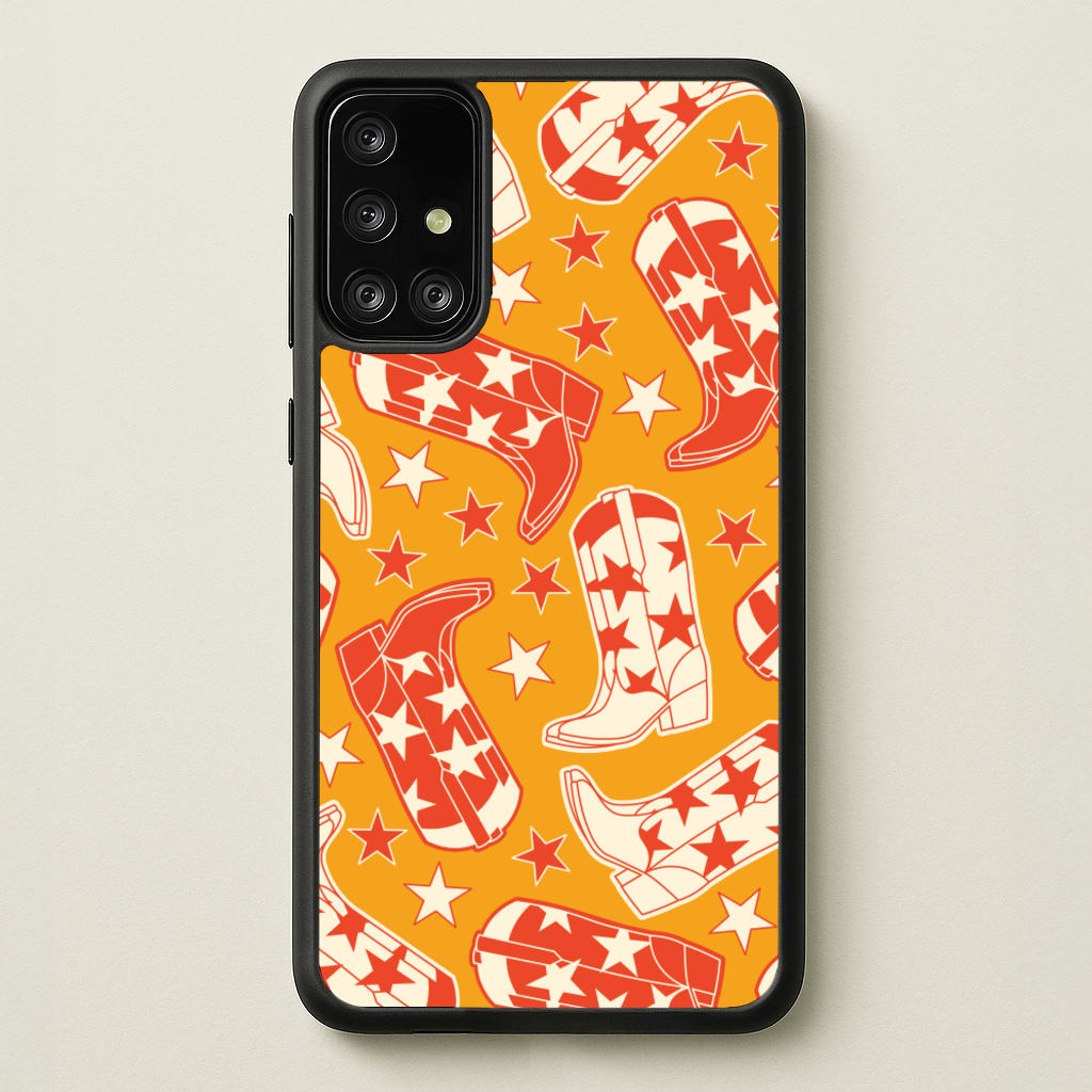 Cartoon Cowboy Boots And Stars Pattern - Western Phone Case for Galaxy A71