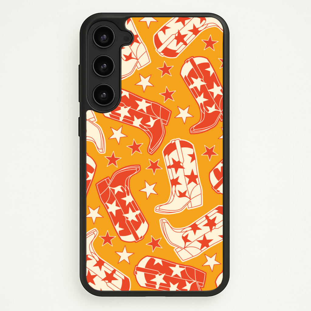 Cartoon Cowboy Boots And Stars Pattern - Western Phone Case for Galaxy S23