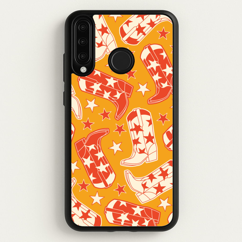 Cartoon Cowboy Boots And Stars Pattern - Western Phone Case for Huawei P30 Lite