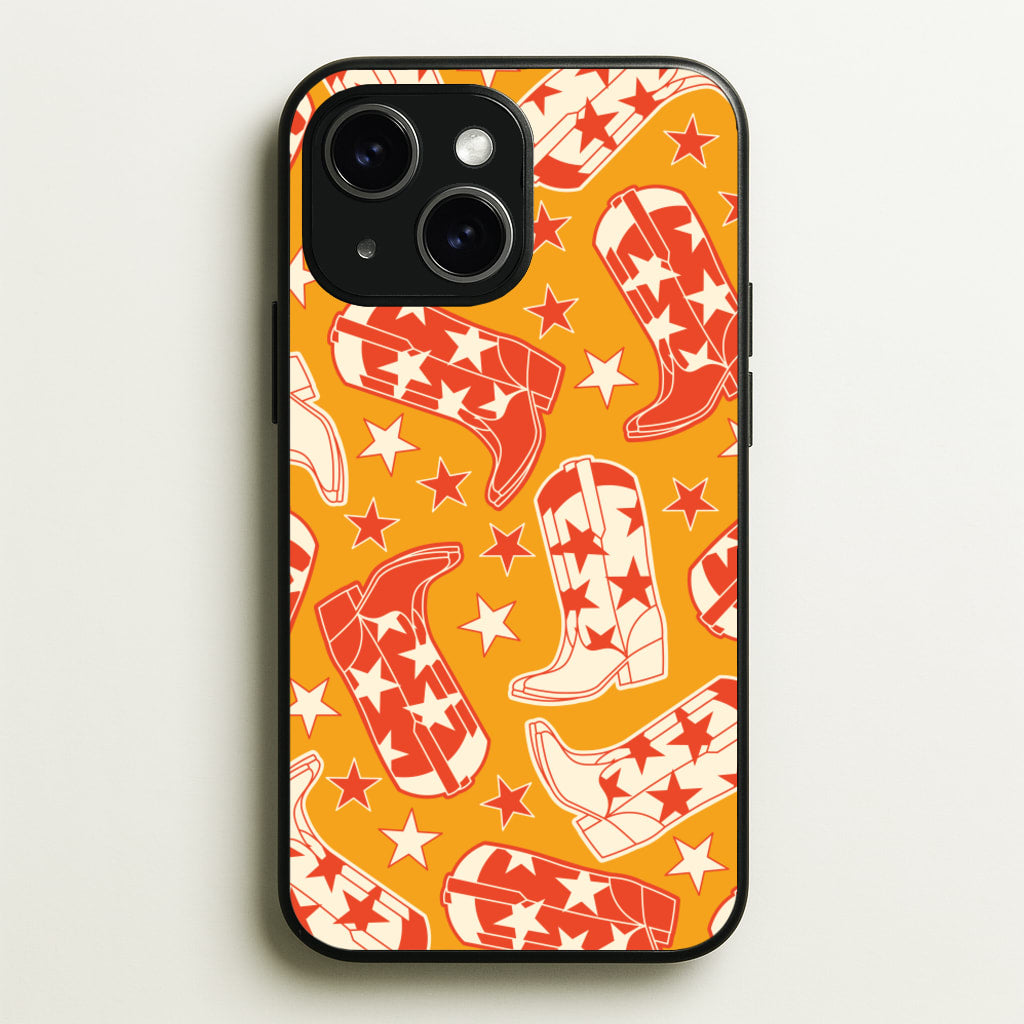 Cartoon Cowboy Boots And Stars Pattern - Western Phone Case for iPhone 14