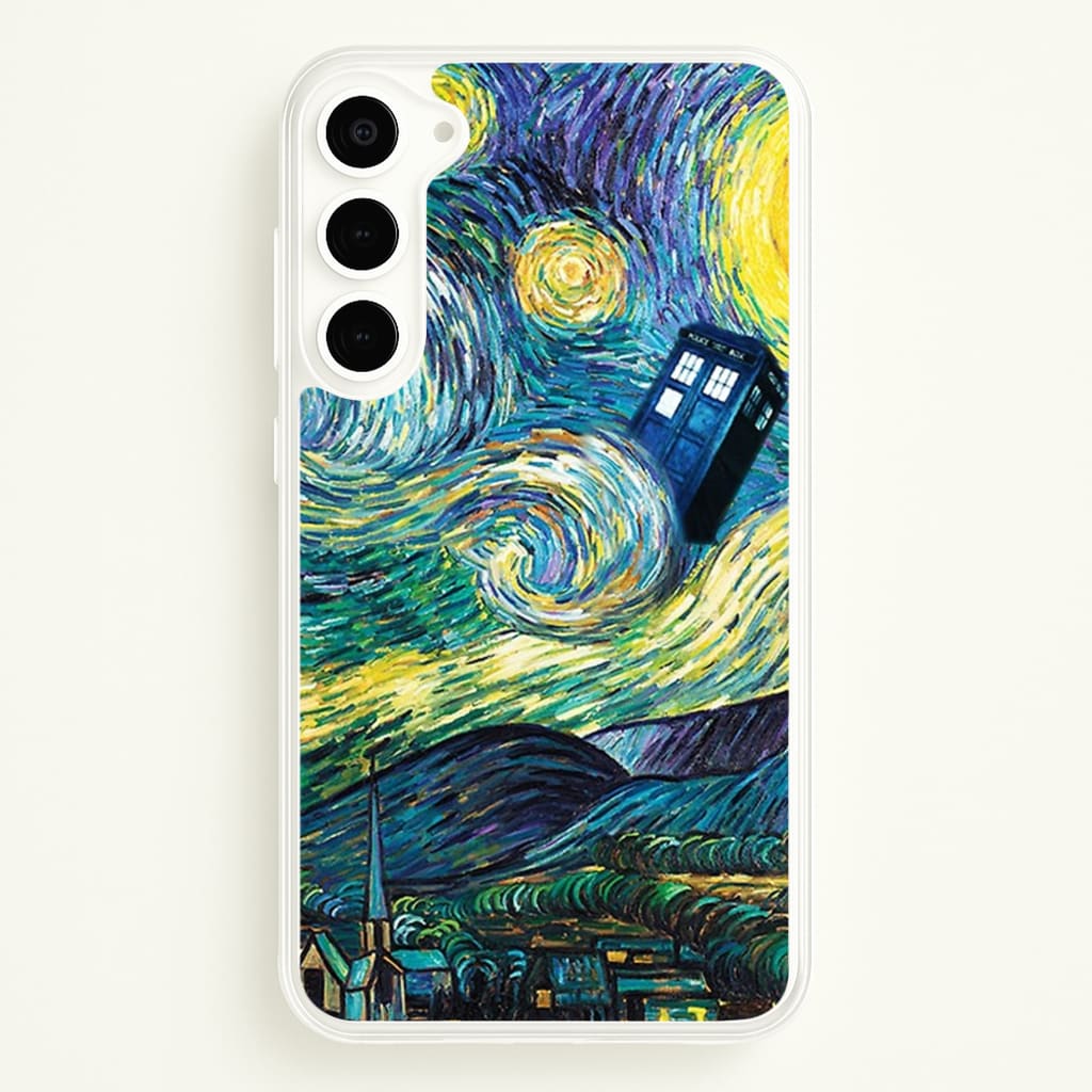 Starry Night Tardis - Doctor Who Phone Case for Galaxy S23