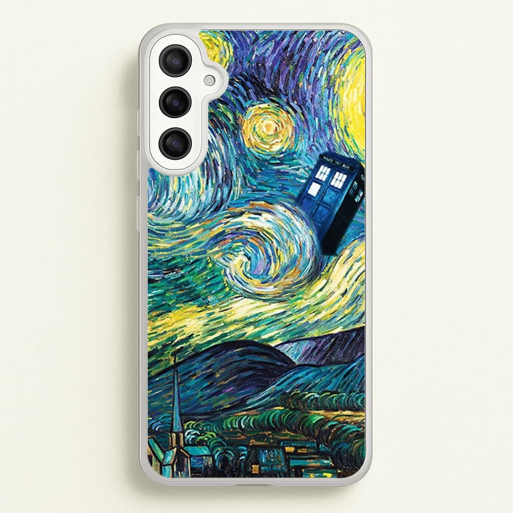 Starry Night Tardis - Doctor Who Phone Case for Galaxy A36