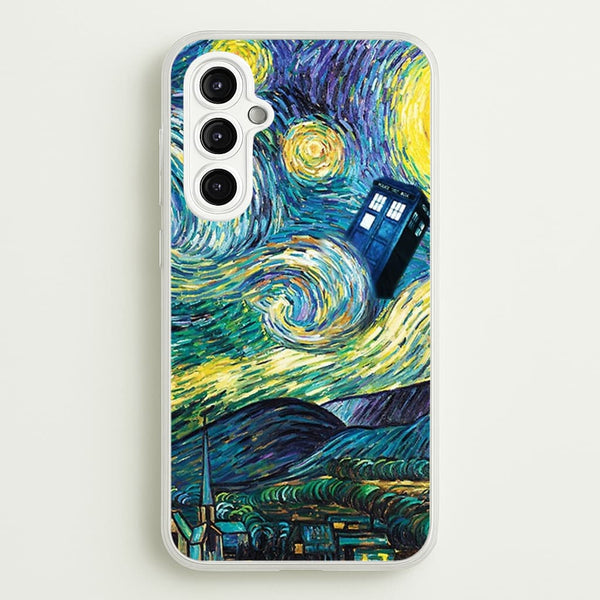 Starry Night Tardis - Doctor Who Phone Case for Galaxy A14