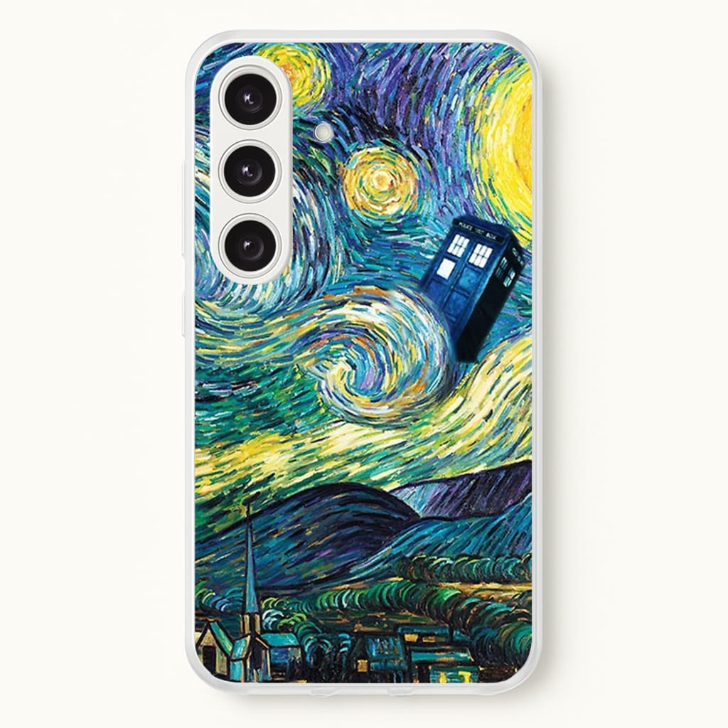 Starry Night Tardis - Doctor Who Phone Case for Galaxy S24FE