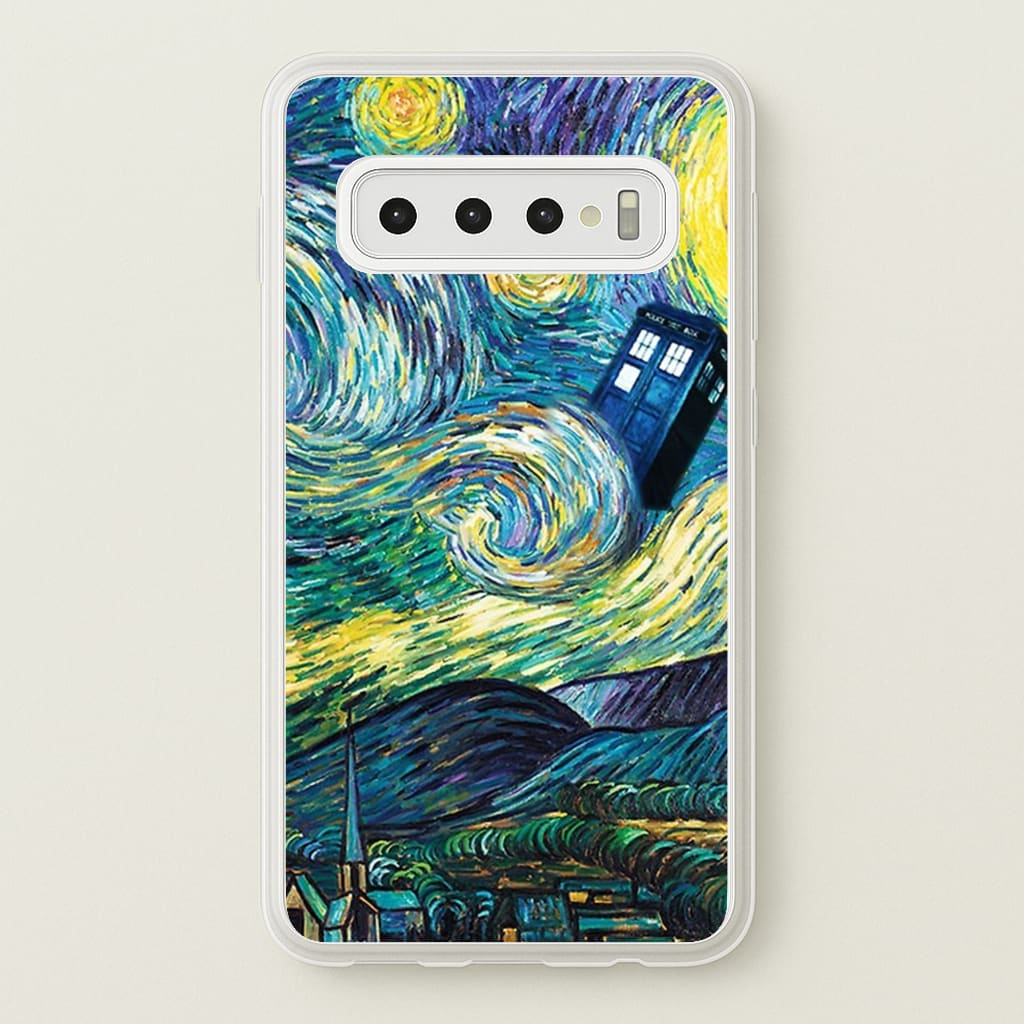 Starry Night Tardis - Doctor Who Phone Case for Galaxy S10 Plus
