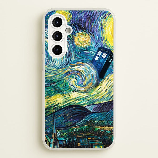Starry Night Tardis - Doctor Who Phone Case for Galaxy A54