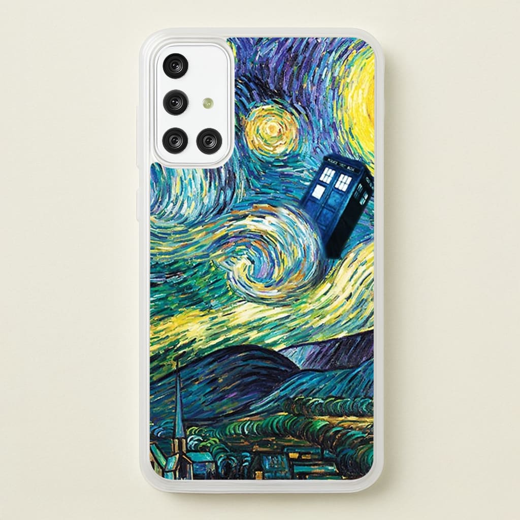 Starry Night Tardis - Doctor Who Phone Case for Galaxy A71
