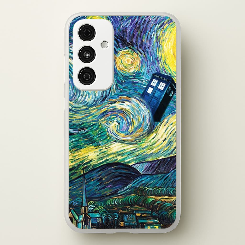 Starry Night Tardis - Doctor Who Phone Case for Galaxy A55