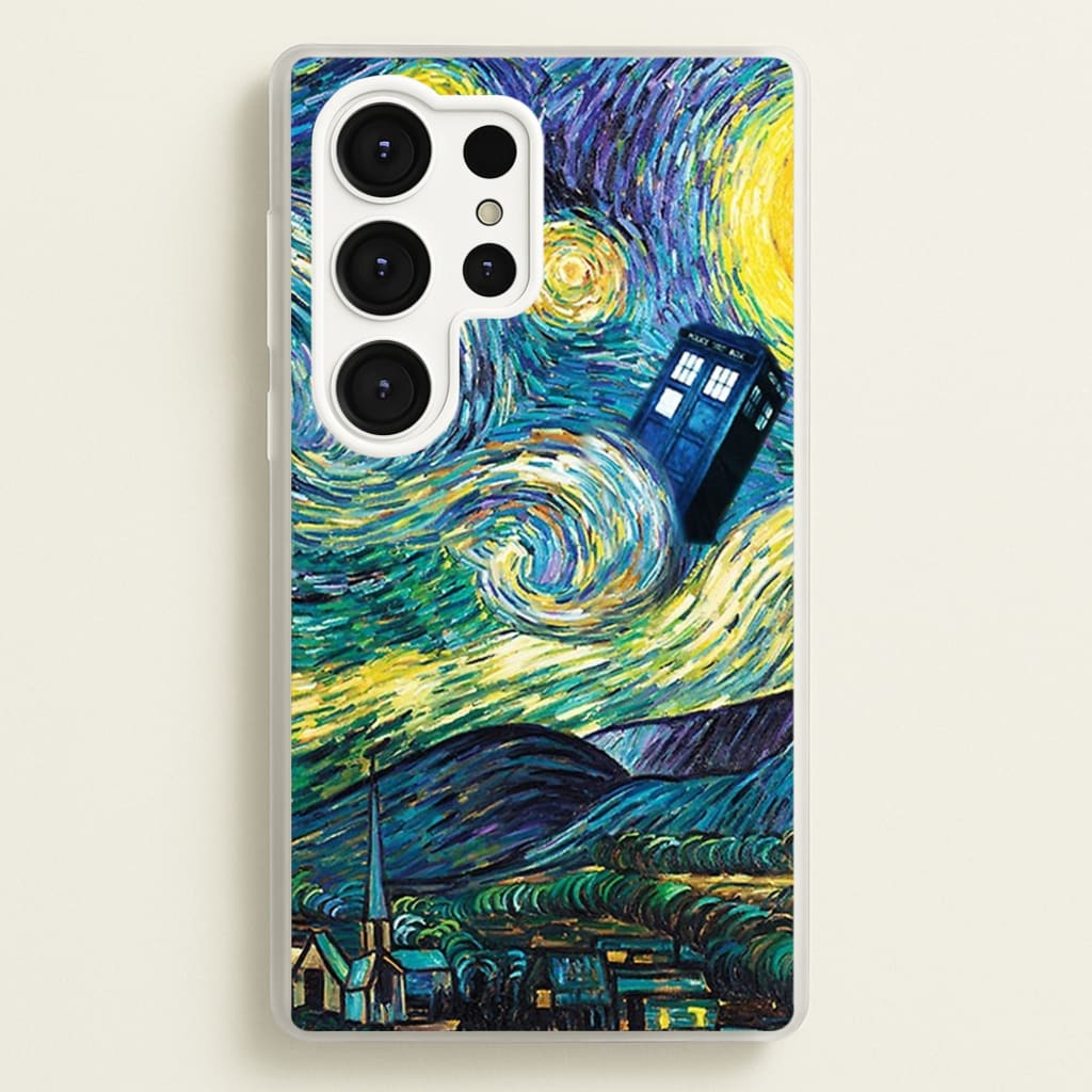 Starry Night Tardis - Doctor Who Phone Case for Galaxy S25 Ultra