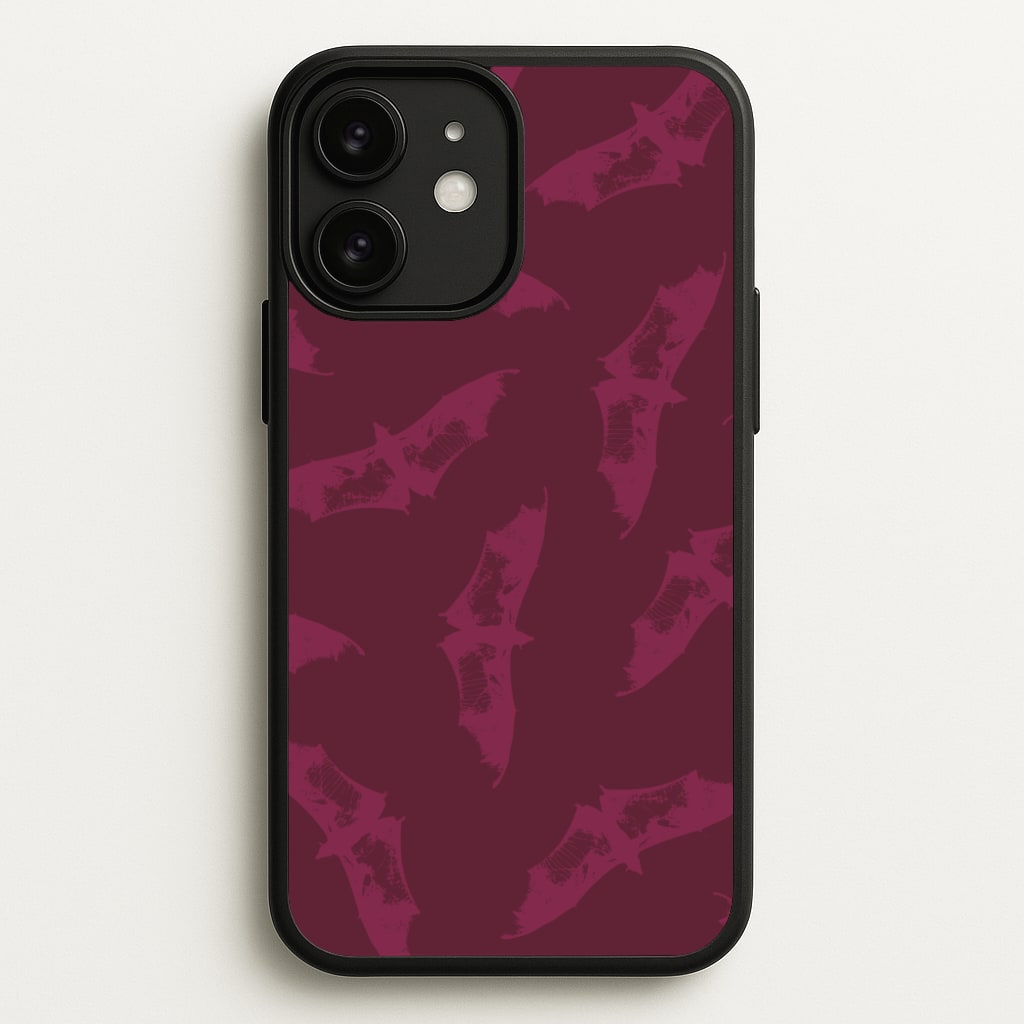 Dark Pink Bats Pattern - Goth Aesthetic Phone Case for iPhone 11