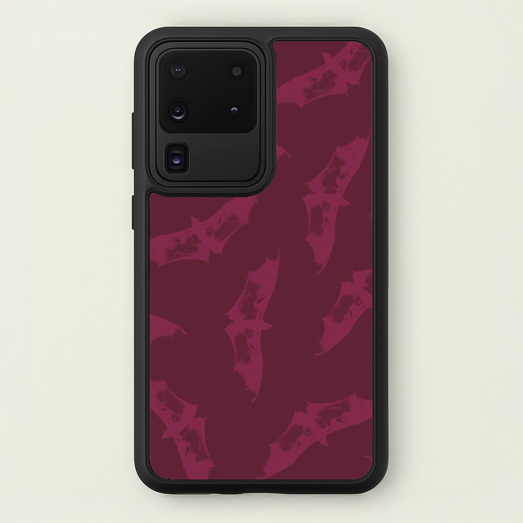 Dark Pink Bats Pattern - Goth Aesthetic Phone Case for Galaxy S20 Ultra