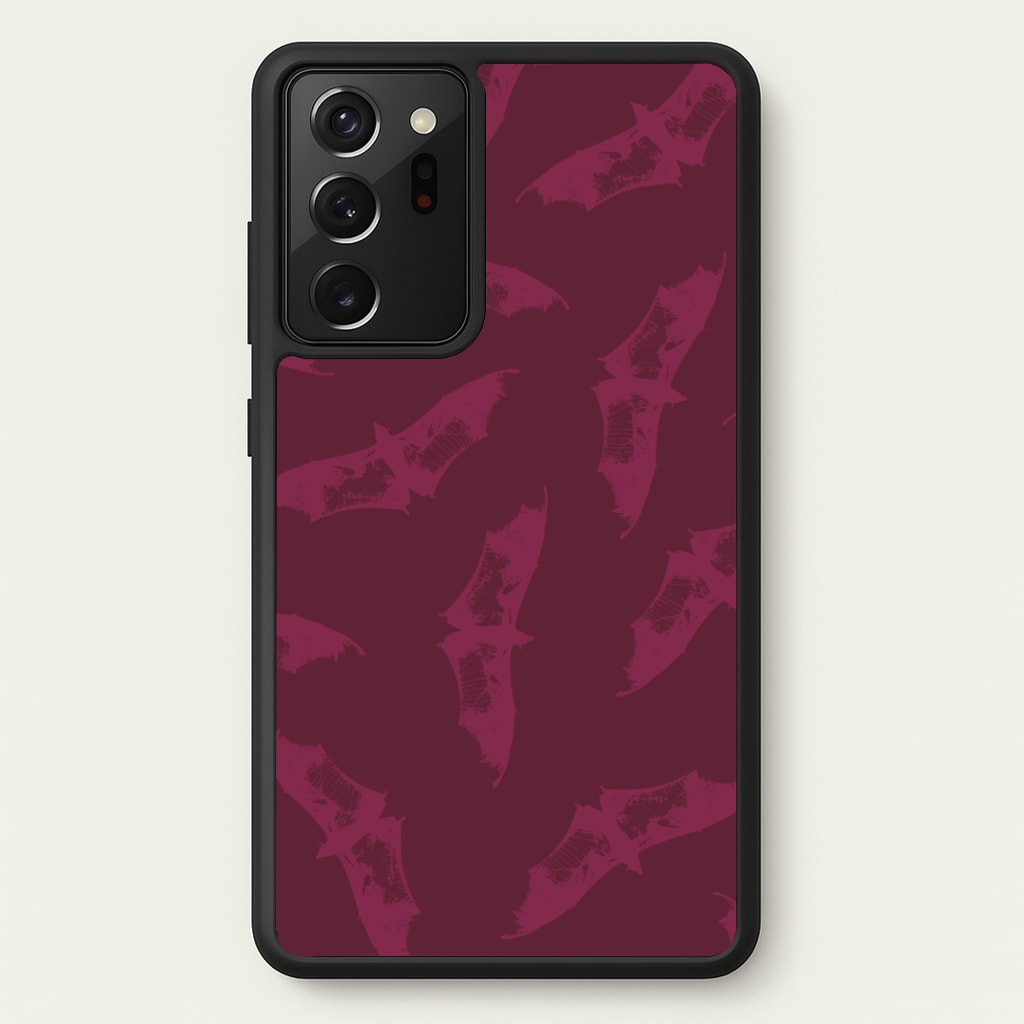 Dark Pink Bats Pattern - Goth Aesthetic Phone Case for Galaxy Note 20 Ultra