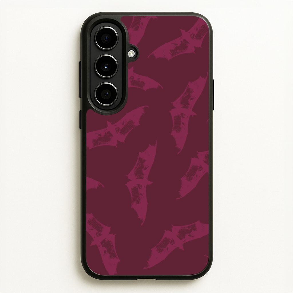 Dark Pink Bats Pattern - Goth Aesthetic Phone Case for Galaxy A56