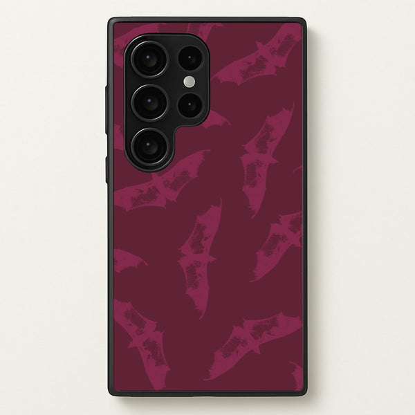 Dark Pink Bats Pattern - Goth Aesthetic Phone Case for Galaxy S24 Ultra