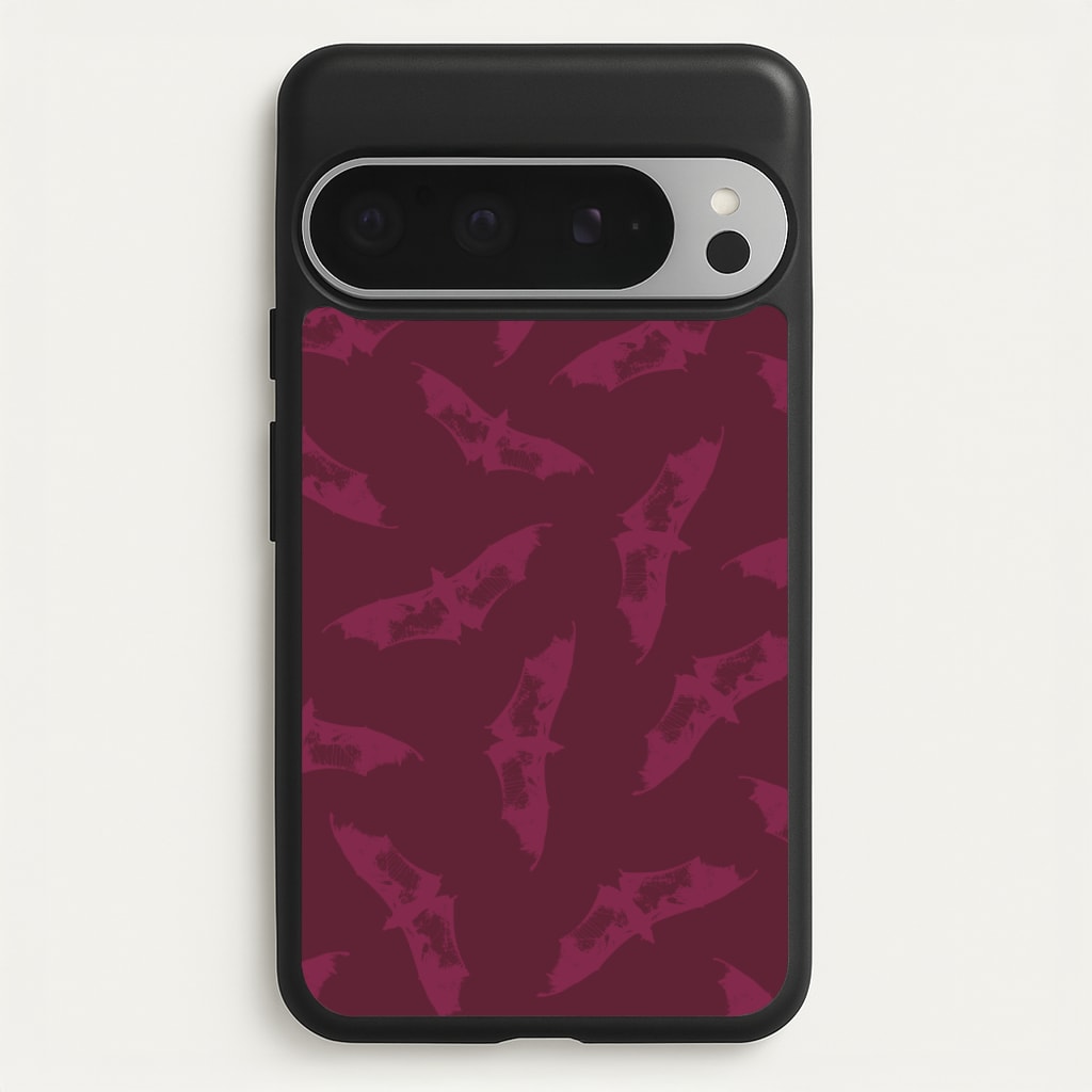 Dark Pink Bats Pattern - Goth Aesthetic Phone Case for Google Pixel 9 Pro XL