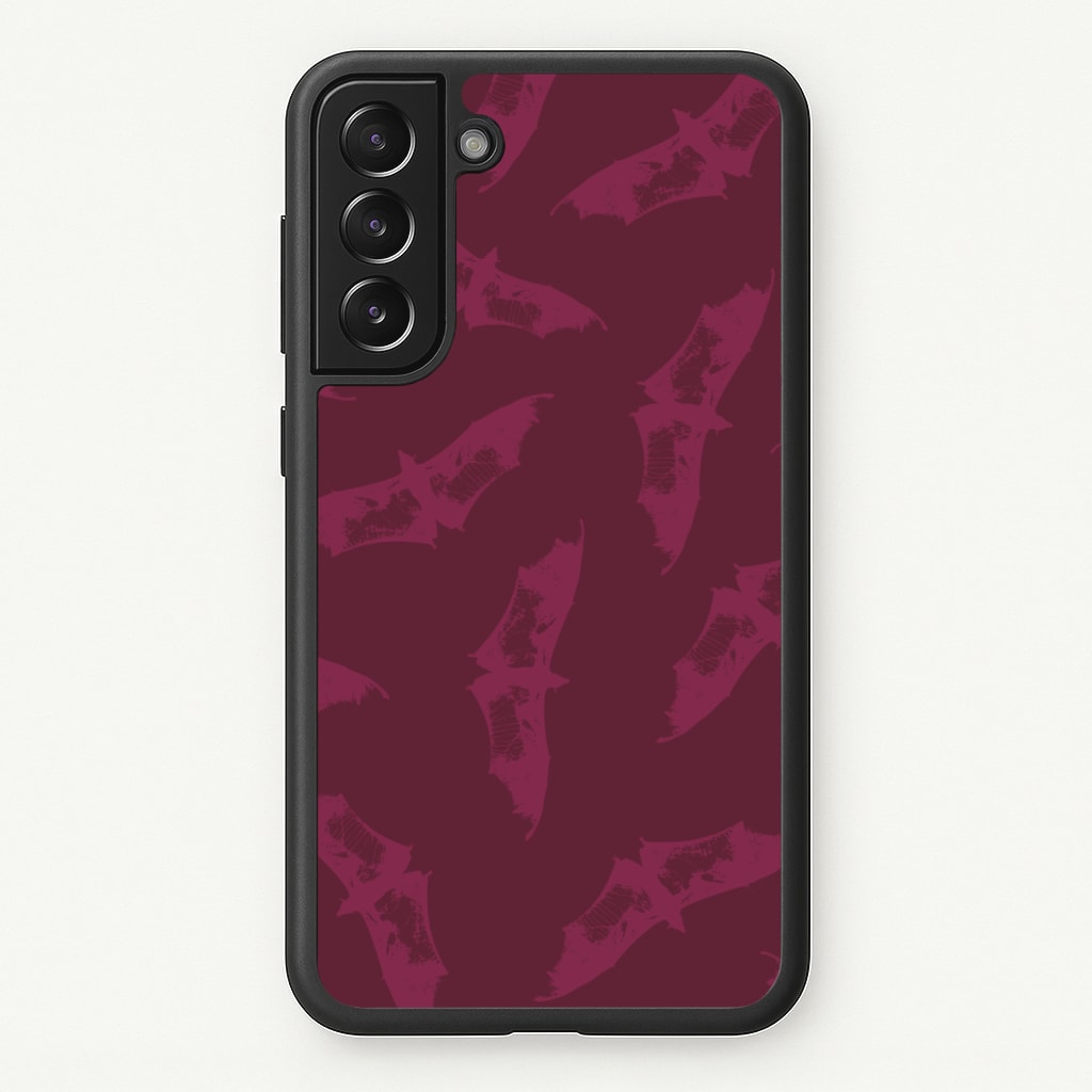 Dark Pink Bats Pattern - Goth Aesthetic Phone Case for Galaxy S21