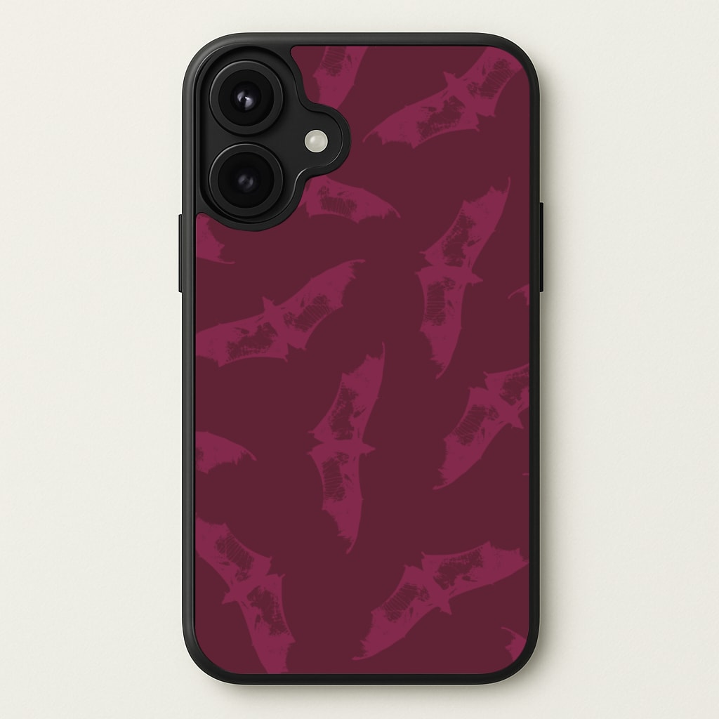 Dark Pink Bats Pattern Phone Case for iPhone 17