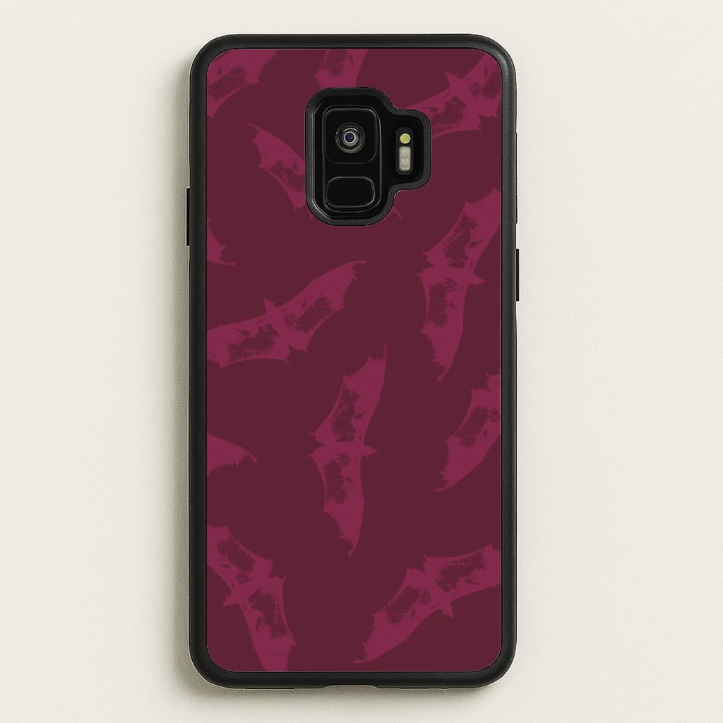 Dark Pink Bats Pattern - Goth Aesthetic Phone Case for Galaxy S9