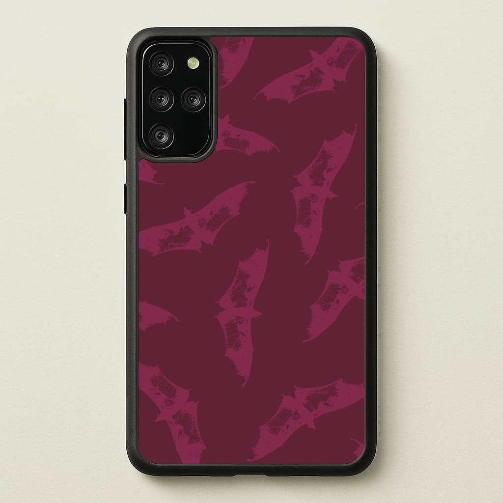 Dark Pink Bats Pattern - Goth Aesthetic Phone Case for Galaxy S20 Plus