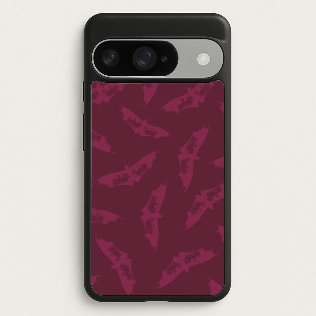 Dark Pink Bats Pattern Phone Case for Google Pixel 10 / 10 Pro