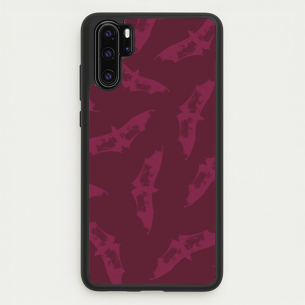 Dark Pink Bats Pattern - Goth Aesthetic Phone Case for Huawei P30 Pro
