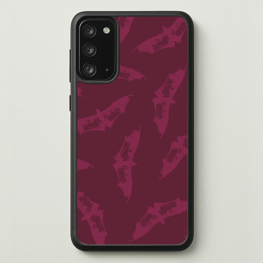 Dark Pink Bats Pattern - Goth Aesthetic Phone Case for Galaxy Note 20