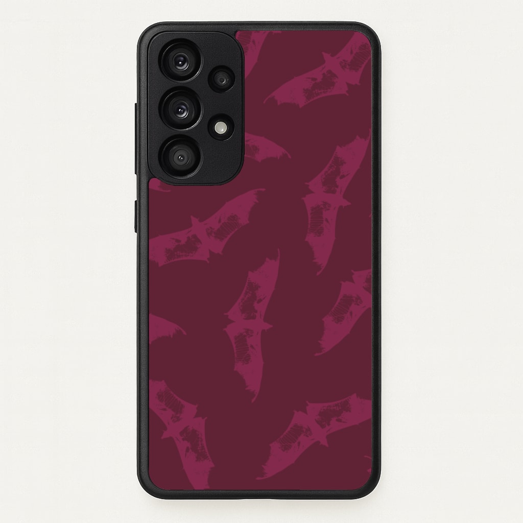 Dark Pink Bats Pattern - Goth Aesthetic Phone Case for Galaxy A53
