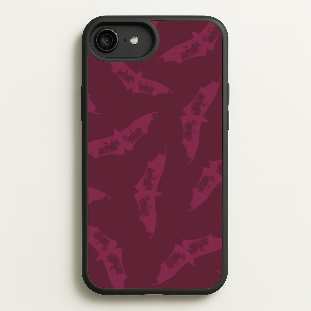 Dark Pink Bats Pattern - Goth Aesthetic Phone Case for iPhone 6 Plus / 7 Plus / 8 Plus
