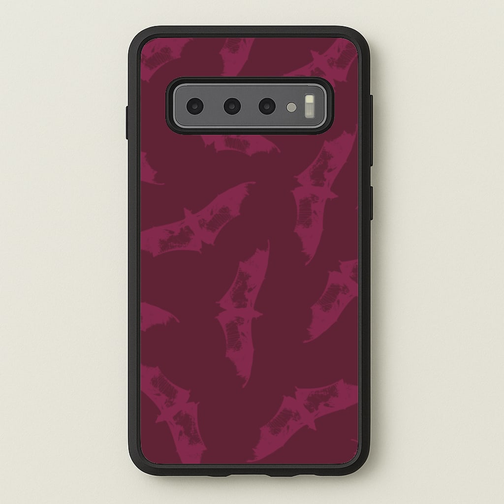 Dark Pink Bats Pattern - Goth Aesthetic Phone Case for Galaxy S10 Plus