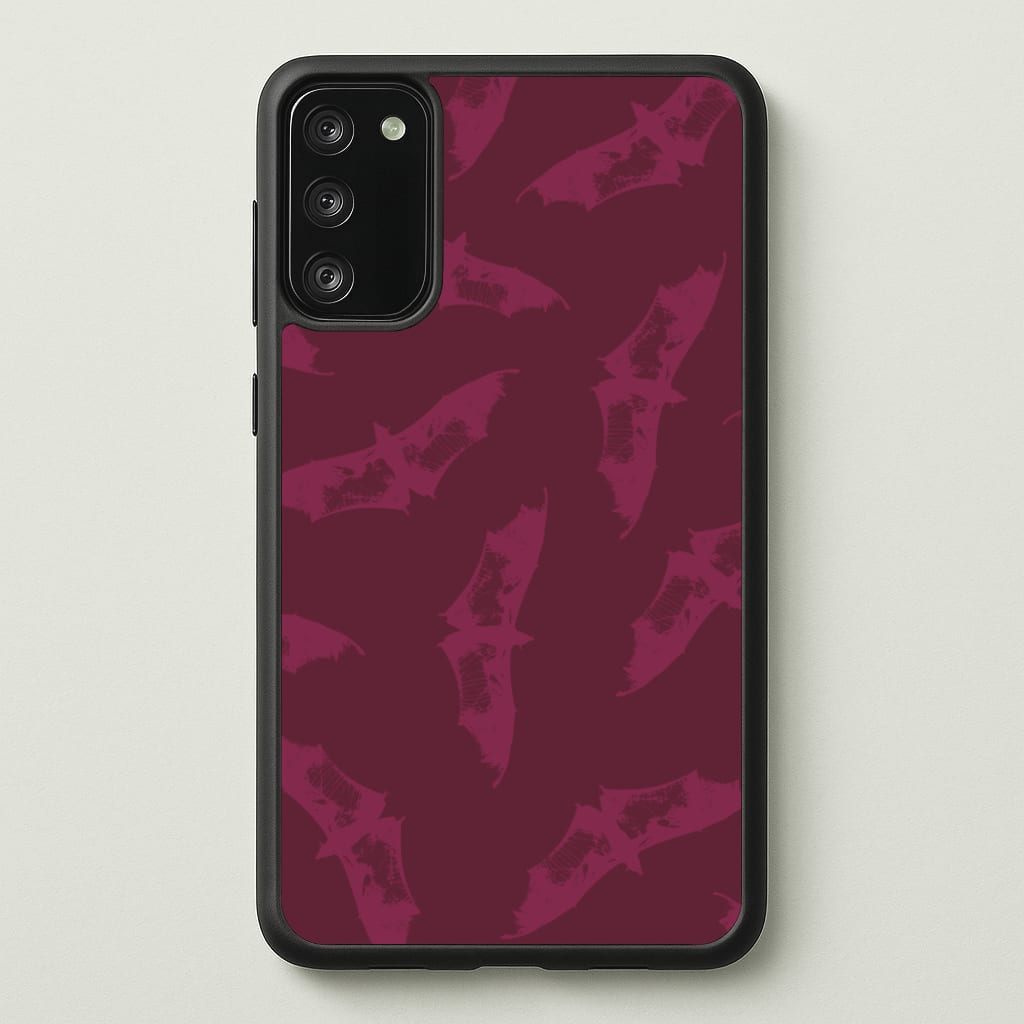 Dark Pink Bats Pattern - Goth Aesthetic Phone Case for Galaxy A41