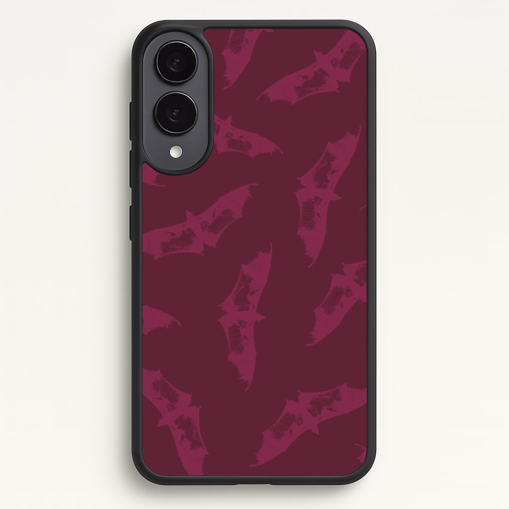 Dark Pink Bats Pattern - Goth Aesthetic Phone Case for Galaxy S25 Edge