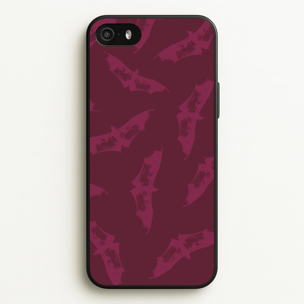 Dark Pink Bats Pattern - Goth Aesthetic Phone Case for iPhone 5 / 5s / SE 2016