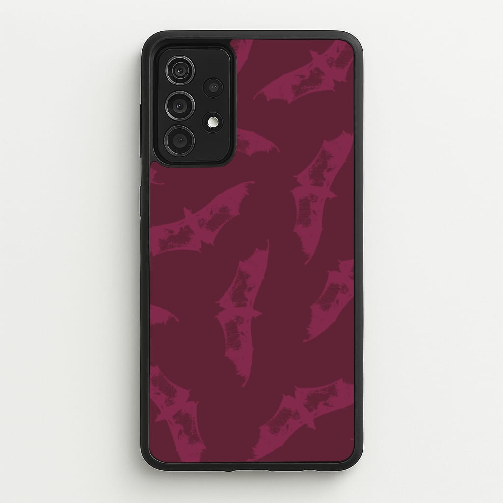 Dark Pink Bats Pattern - Goth Aesthetic Phone Case for Galaxy A52 / A52s