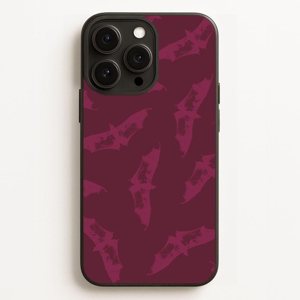 Dark Pink Bats Pattern - Goth Aesthetic Phone Case for iPhone 12 Pro Max