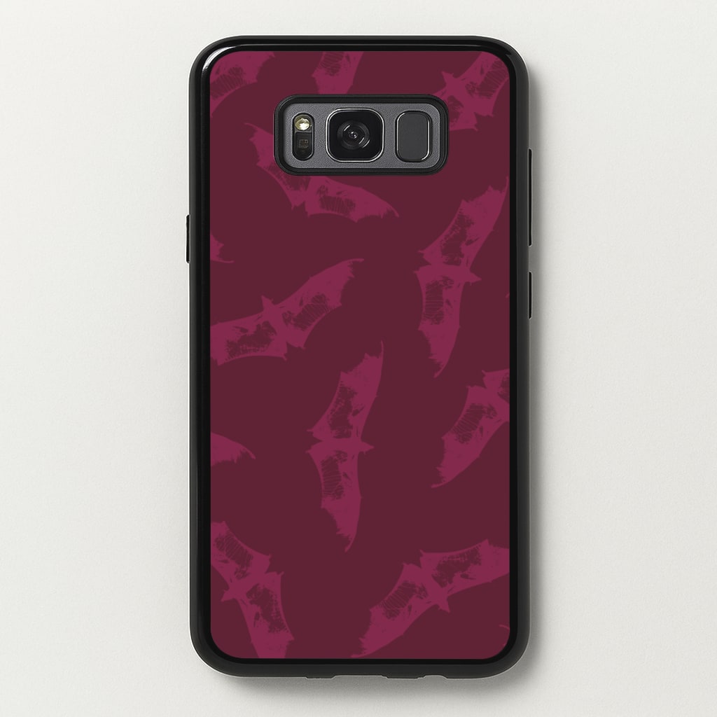 Dark Pink Bats Pattern - Goth Aesthetic Phone Case for Galaxy S8 Plus