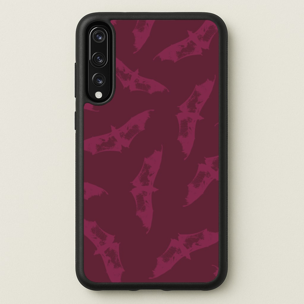 Dark Pink Bats Pattern - Goth Aesthetic Phone Case for Huawei P20 Pro